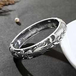 Silvermerc Designs Silver-Plated Oxidised Bangle-image-59
