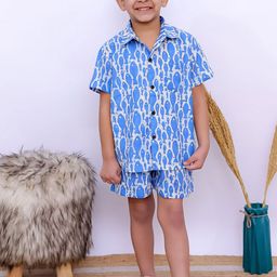 UNBIND Boys Printed Pure Cotton Shirt & Shorts Clothing Set-image-60