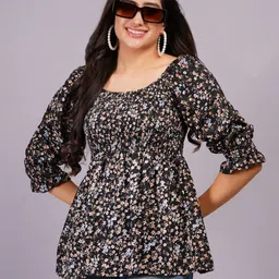 HIGHLIGHT FASHION EXPORT Floral Bell Sleeve Top-image-89