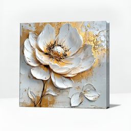 OLIVE TREE Gold-Toned & White Floral and Botanical Printed Canvas Wall Art-image-30