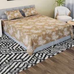 Kuber Industries Brown & White Printed 180 TC Cotton King Bedsheet Set 2.29 m x 2.54 m-25