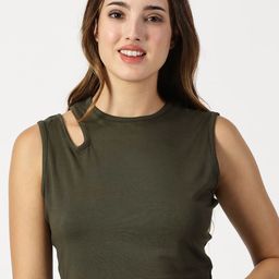 RAVINIK Women Sleeveless Cut Out Details Tank Crop Top-image-66