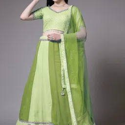 Utsav Fashion Geometric Embroidered Sequinned Ready to Wear Lehenga & Blouse With Dupatta-8