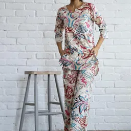 FLAVIA CREATION Printed Round Neck Shirt With Trousers Co-Ords-image-19