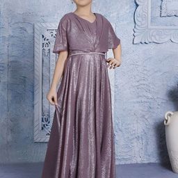 BAESD Girls V-Neck Satin Maxi Gown-image-69
