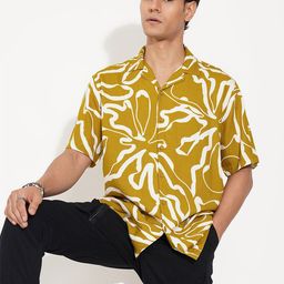 People Men Abstract Printed Cuban Collar Casual Shirt-picture-12