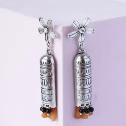 Shrim jewels Artificial Stones Studded Oxidised Floral Drop Earrings-picture-37