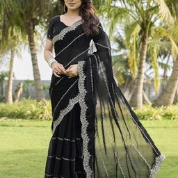 Moda Rapido Floral Embroidered Pure Chiffon Saree-picture-45