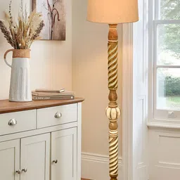Homesake Beige & Brown Textured Wood FloorLamp-image-79