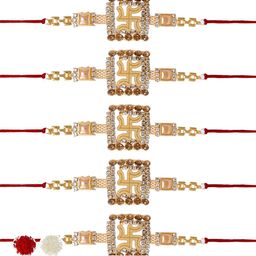MEIRA JEWELLERY 7-Pcs Rakhi With Roli Chawal & Greeting Card-image-23