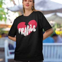 Broke Memers Women Typography Printed Round Neck Cotton Oversized T-shirt-image-83