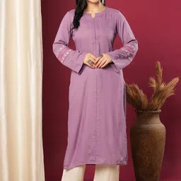 KALINI Notch Neck Flared Sleeves Straight Pakistani Kurta-picture-37