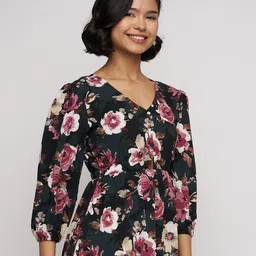 AASK Women's Polyester Printed Black Color Regular Top image 4