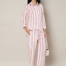 Moda Rapido Orange And White Striped Cotton Co-Ord-picture-31