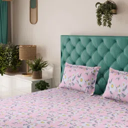 Status Pink Floral 104 TC Value Plus King Bedsheet with 2 Pillow Covers- 2.2mx2.4m-image-14