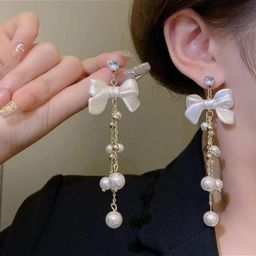 Amrav Floral & Bow Pearl Studs Earrings-3
