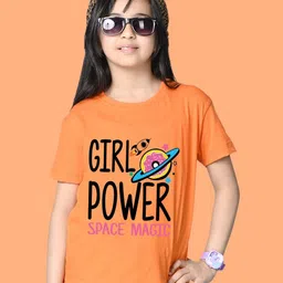 NUSYL Girls Girl Power Printed Round Neck Short Sleeves Oversized T-shirt-image-63