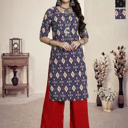 HERE&NOW Selection Of 3 Geometric Printed Round Neck Straight Kurtas-59