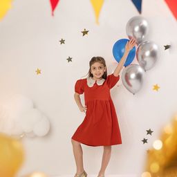 Trendyol Girls Peter Pan Collar A-Line Knee Length Dress-picture-24
