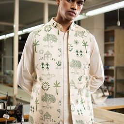Project Bandi Printed Satin Nehru Jacket-55