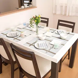 YELONA Beige 8 Pieces Patterned Rectangular Table Placemats image 1