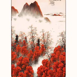 Casperme Grey & Red Japanese Big Framed Painting Wall Art-image-34