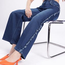 glitchez Women Urban Classic Straight Fit Light Fade Stretchable Frayed Jeans-picture-49
