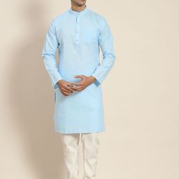 SOJANYA Men Blue Kurta with Churidar-image-86