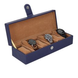 Leather World Unisex 6 Slots Blue Watch Organiser Box-50