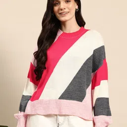 Mast & Harbour Acrylic Striped Pullover-image-24