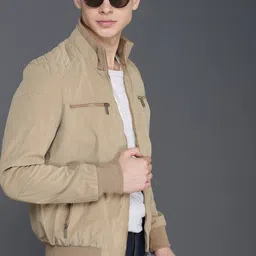 WROGN Men Beige Solid Bomber-image-75