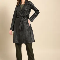 Athena Women Solid Overcoat With Belt-picture-25