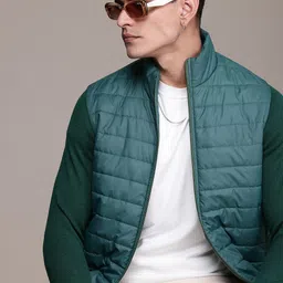 The Roadster Life Co. Ribbed Sleeves Mock Collar Padded Jacket-image-69