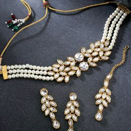 Peora Gold-Plated Kundan-Studded Jewellery Set-picture-37