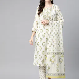 Readiprint Fashions Floral Printed Sequinned Pure Cotton  Kurta with Trousers & Dupatta-picture-11