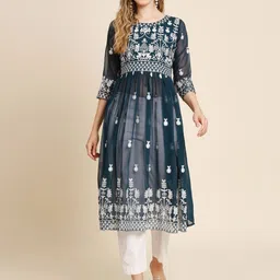 VAIRAGEE Round Neck Embroidered Kurta-image-35