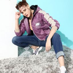 Mast & Harbour Women Charming Purple Graphic Utility Jacket-image-14