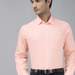 Van Heusen Custom Fit Self Design Textured Pure Cotton Formal Shirt-image-68