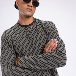 glitchez Urban Dope Textured Henley Neck Relaxed T-shirt-image-39