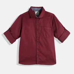 WROGN YOUTH Boys Maroon Pure Cotton Casual Shirt-image-19