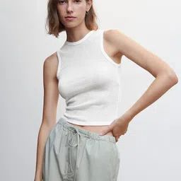 MANGO Solid Crop Top-23