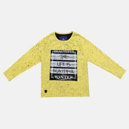 Lil Tomatoes Boys Yellow Printed Round Neck Pure Cotton T-shirt-image-54