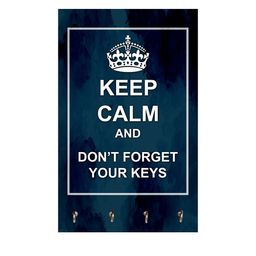 999Store Navy Blue & White Keep Calm And Don`t Forget Your Key Printed Wall Hanging Key Holder image 2