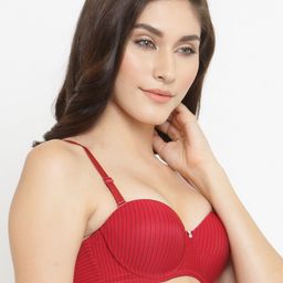 Quttos Red Printed Underwired Lightly Padded Push-Up Bra QT-BR-5120-RED image 2