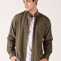 Mast & Harbour Premium Cotton Button-Down Collar Corduroy Opaque Casual Shirt-picture-4