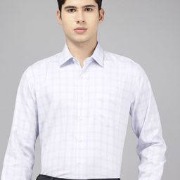 Van Heusen Pure Cotton Slim Fit Self-Design Checked Formal Shirt-image-50