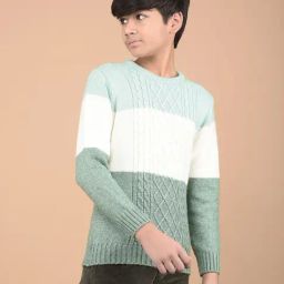 Crimsoune Club Boys Green Self Full Sleeves Sweater-image-75