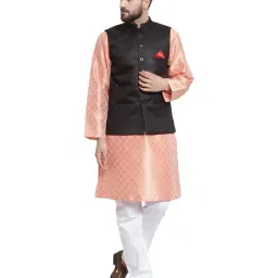 NEUDIS Black Mandarin Collar Nehru Jacket-image-70