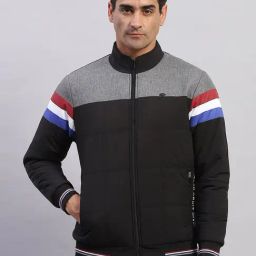Monte Carlo Black Cotton Blend Regular Fit Self Design Jacket-image-89