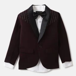 Blue Giraffe Boys Red Solid Suit Set-29